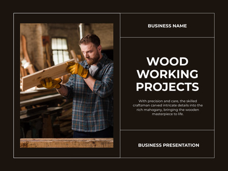 Template di design Promozione progetti di lavorazione del legno Presentation