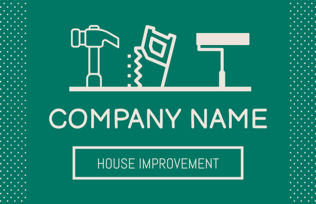 Szablon projektu House Improvement and Repair Green Simple Business Card 85x55mm