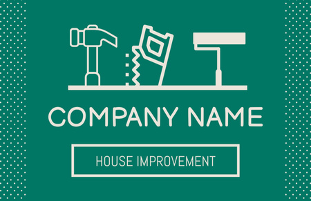 Modèle de visuel House Improvement and Repair Green Simple - Business Card 85x55mm