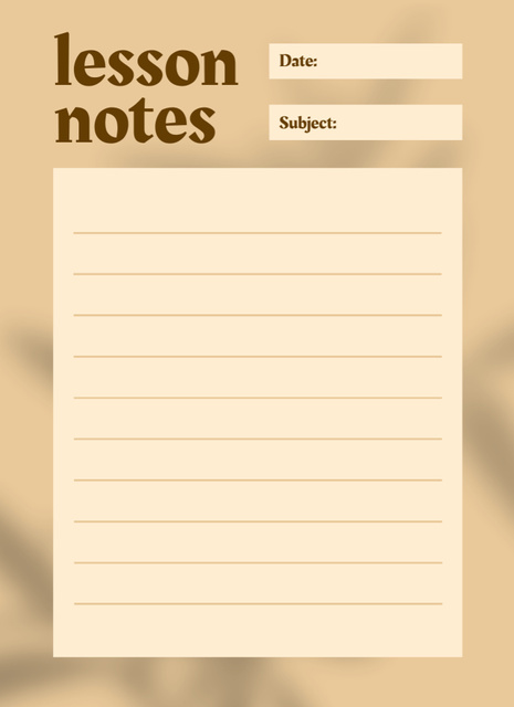 Lesson Planner in Beige Notepad 4x5.5in Design Template