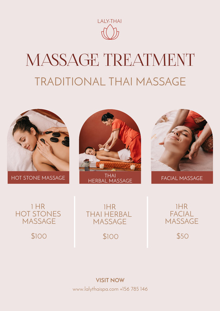 Plantilla de diseño de Traditional Thai Massage Therapy Poster 