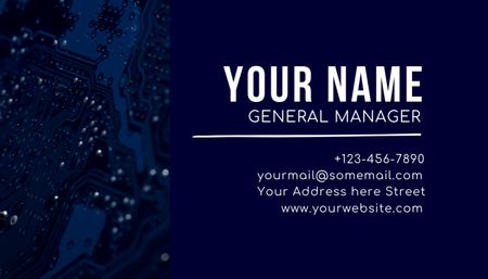 General Manager Services Offer on Blue Business Card US Design Template