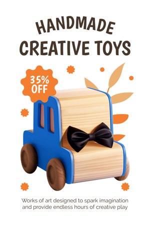Ontwerpsjabloon van Pinterest van Verkoopaanbieding voor creatief handgemaakt speelgoed