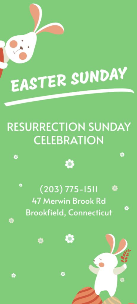 Easter Sunday Event Ad on Green Invitation 9.5x21cm Design Template