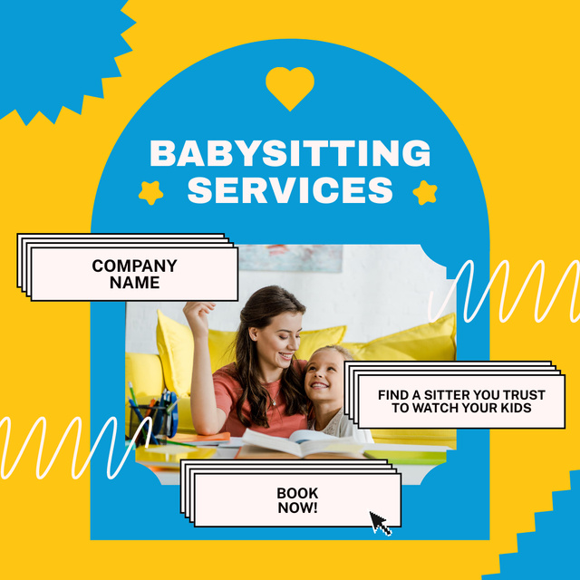 Young Babysitter Service Offer on Yellow Instagram Tasarım Şablonu