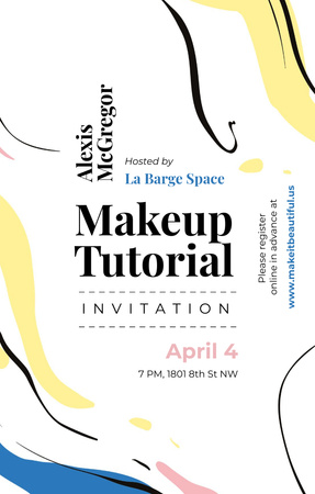 Designvorlage Make-up-Tutorial-Anzeige mit Farbflecken für Invitation 4.6x7.2in