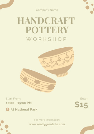 Ontwerpsjabloon van Poster van Handcraft Pottery Workshop Offer