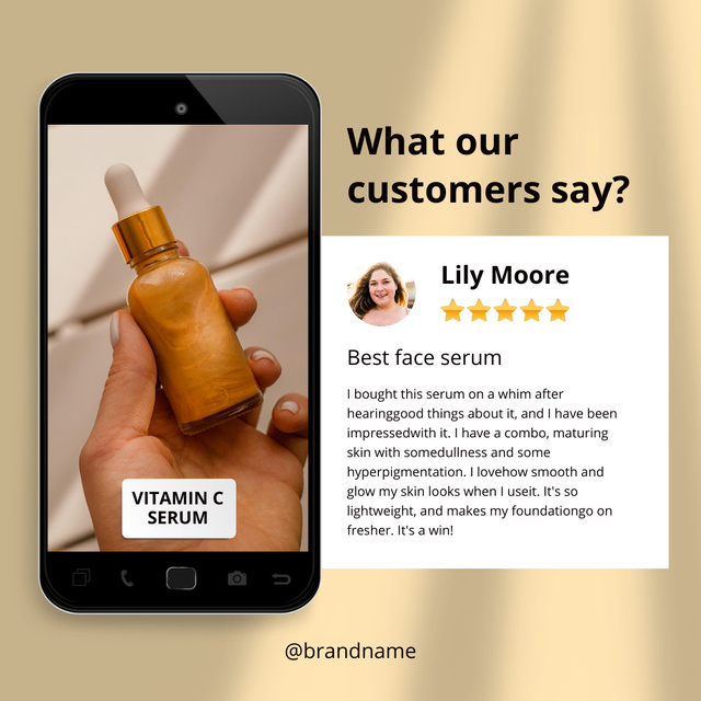 Awesome Beauty Products Review In Mobile App Ad Instagram Design Template