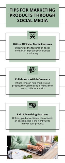 Helpful Tips For Marketing On Social Media Infographic Tasarım Şablonu