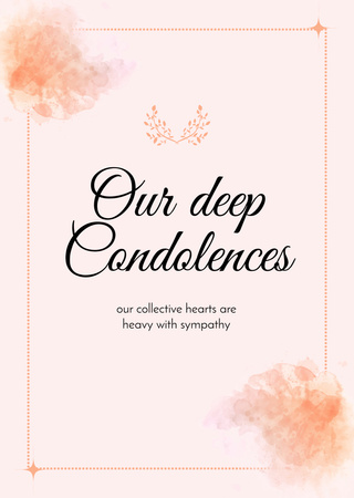 Deepest Condolences Phrase Postcard A6 Verticalデザインテンプレート