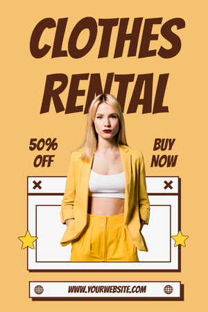 Rental Clothes Online Shop Yellow Pinterest Design Template