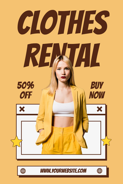 Plantilla de diseño de Rental Clothes Online Shop Yellow Pinterest 
