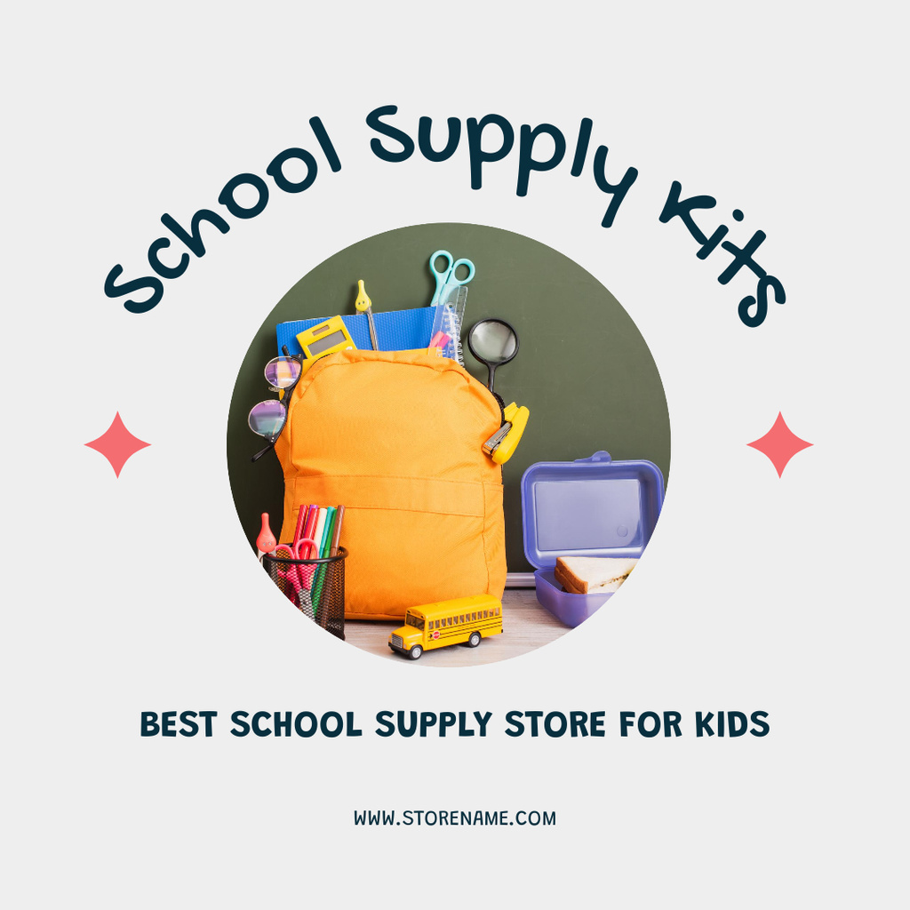 Ontwerpsjabloon van Instagram van Back to School Special Offer of Supply Kits