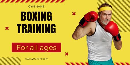 Plantilla de diseño de Entrenamiento de boxeo para todas las edades en el gimnasio Twitter 