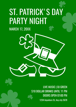 St. Patrick's Day Night Party Announcement Poster Design Template