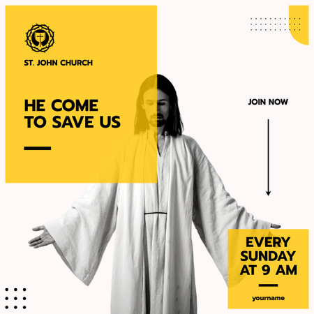 Designvorlage Worship Invitation with Jesus für Instagram