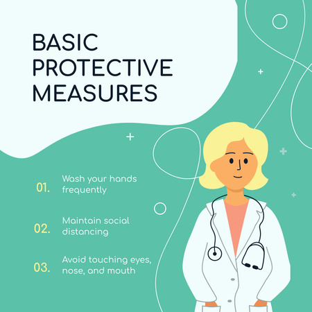 Basic Protective Measures with Doctor Instagram Design Template
