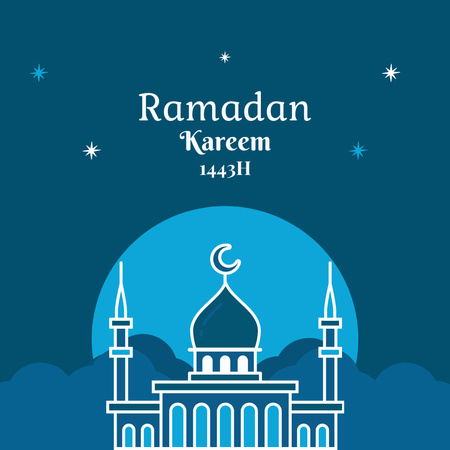 Ramadan Greetings with Mosque Instagram Design Template