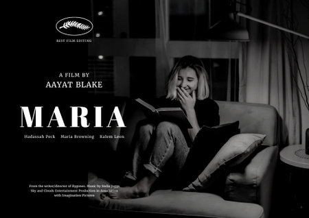 Designvorlage Filmwerbung mit einer Frau, die ein Buch liest für Poster B2 Horizontal