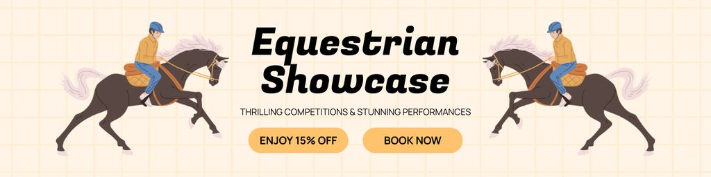 Ontwerpsjabloon van Twitter van Event Announcement with Equestrian Competitions