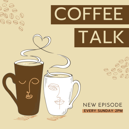 New Episode of Podcast with Coffee Talk Podcast Cover Tasarım Şablonu