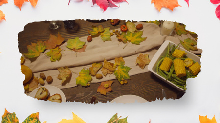 Ontwerpsjabloon van Full HD video van Versierde tafel met verschillende gerechten op Thanksgiving