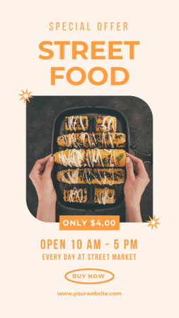 Special Offer of Street Food with Delicious Corn Instagram Story Design Template