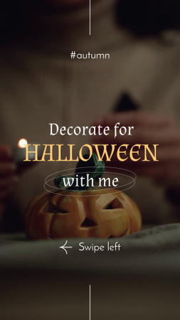 Modèle de visuel Conseils sur les décorations d'Halloween avec bougie et citrouille - TikTok Video