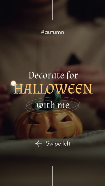 Platilla de diseño Advice On Halloween Decorations With Candle And Pumpkin TikTok Video