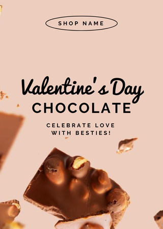 Chocolate Offer on Valentine’s Day Postcard A6 Vertical Design Template