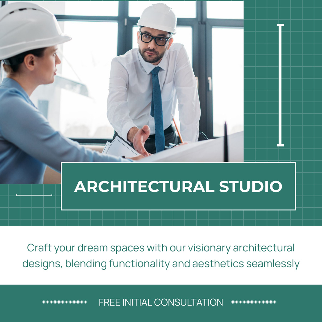 Visionary Architectural Studio Services Promotion With Consultation Instagram ADデザインテンプレート