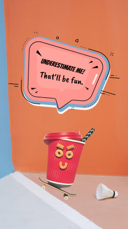 Designvorlage Funny Coffee Cup on Skateboard für Instagram Story