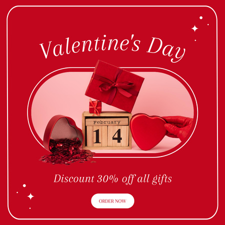 Offer Discounts on Valentine's Day Gifts in Red Instagram AD Design Template
