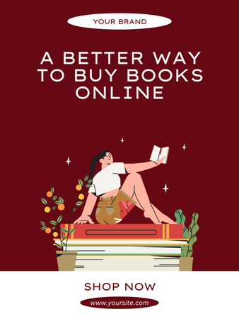 Modèle de visuel Illustration de la fille lit des livres - Poster US