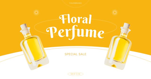 Floral Perfume Announcement Facebook AD Tasarım Şablonu