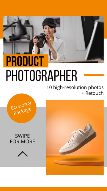 Professional Product Photographer Service Offer Instagram Video Story Πρότυπο σχεδίασης