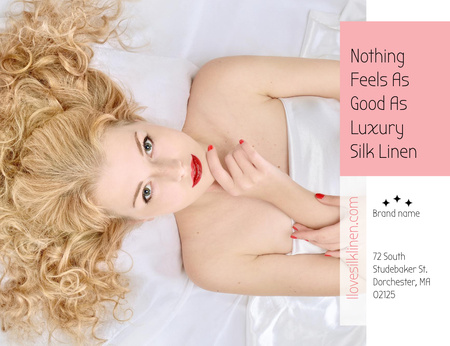 Silk Linen For Bedsheets Promotion Invitation 13.9x10.7cm Horizontal Design Template