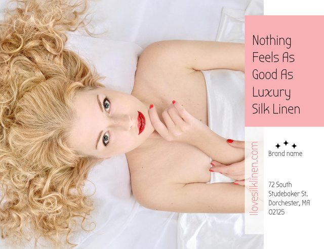 Silk Linen For Bedsheets Promotion Invitation 13.9x10.7cm Horizontal Modelo de Design