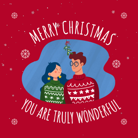 Christmas Greetings with Couple in Love Animated Post Design Template