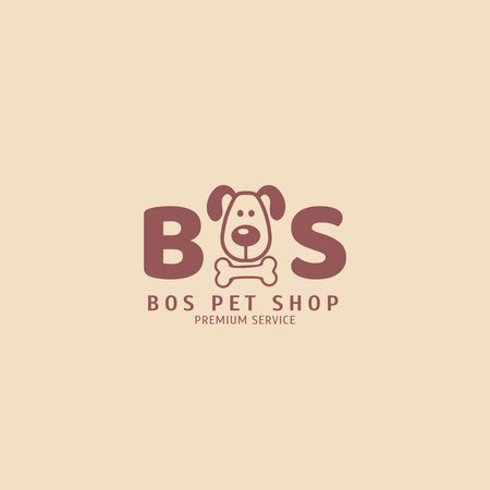Pet Shop Ad with Cute Dog Logo Design Template