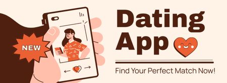 Ontwerpsjabloon van Facebook cover van Sluit je aan bij Romance Revolution met de dating-app
