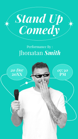 Exciting Stand-up Show Ad with Young Performer Instagram Story Design Template