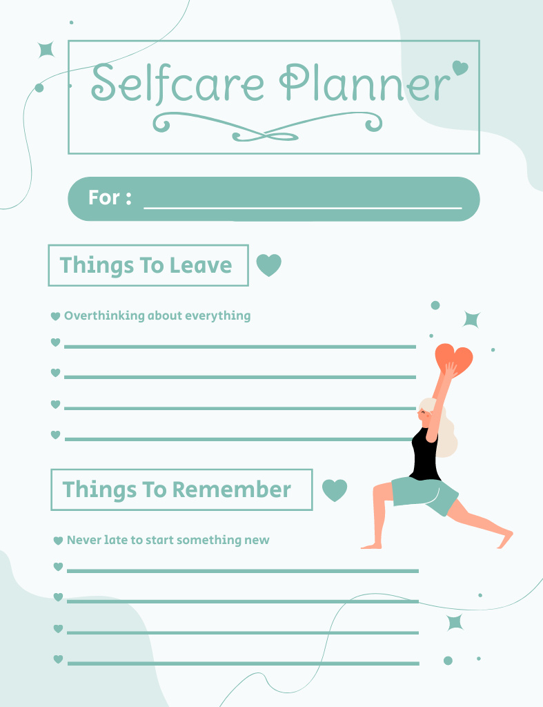 Notes for Selfcare with Woman doing Workout Notepad 107x139mmデザインテンプレート