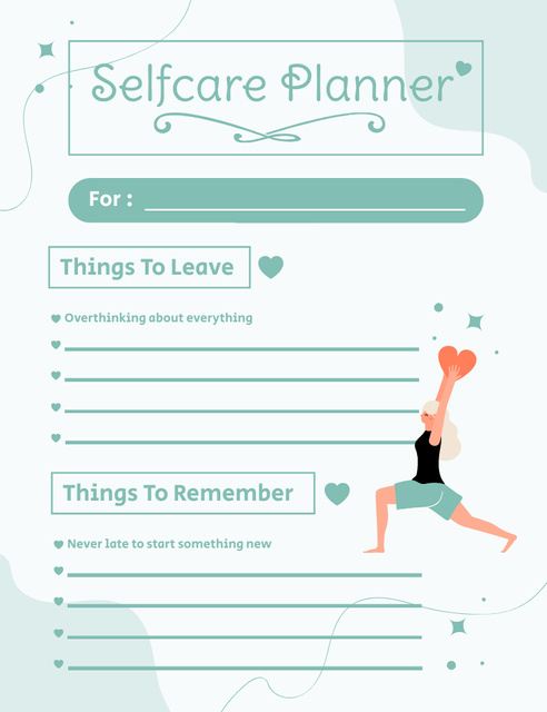 Notes for Selfcare with Woman doing Workout Notepad 107x139mm – шаблон для дизайна