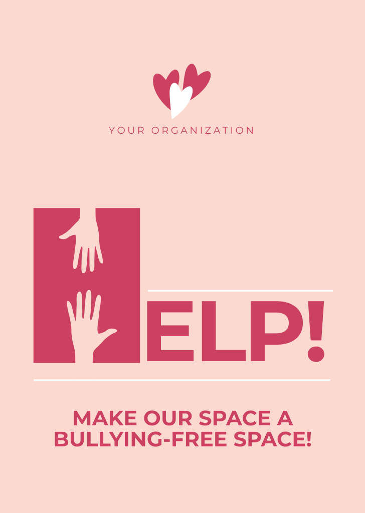 Appeal to Stop Bullying in Society In Pink Postcard A6 Vertical Šablona návrhu