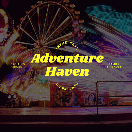 Template di design Attrazioni imperdibili del parco divertimenti con illuminazione Animated Post