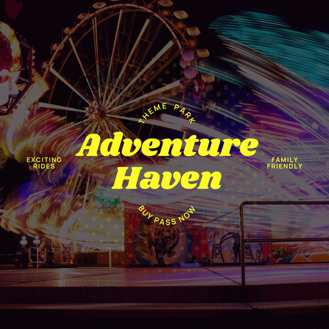 Unmissable Amusement Park Attractions With Illumination Animated Post Design Template