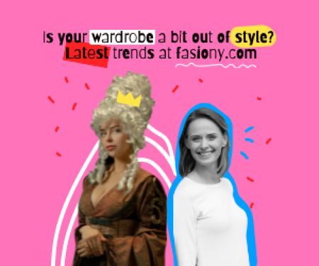 Funny Joke with Girl in Queen's Costume Medium Rectangle Design Template