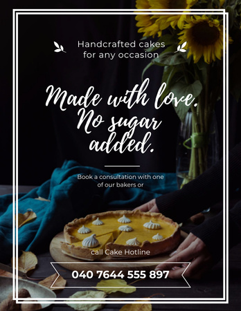 Bakery Ad with Blueberry Tart Poster 8.5x11in Design Template