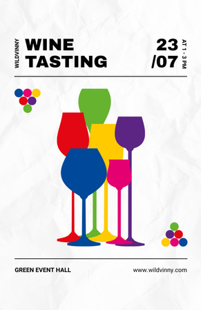 Rengarenk Kadehlerle Şarap Tadımı Anonsu Invitation 5.5x8.5in Tasarım Şablonu